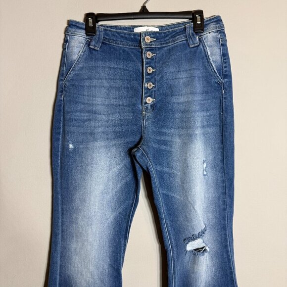 NWOT Kancan Sian High Rise Flare Denim Jeans Women's 29 Blue Medium Wash Stretch - Picture 6 of 15